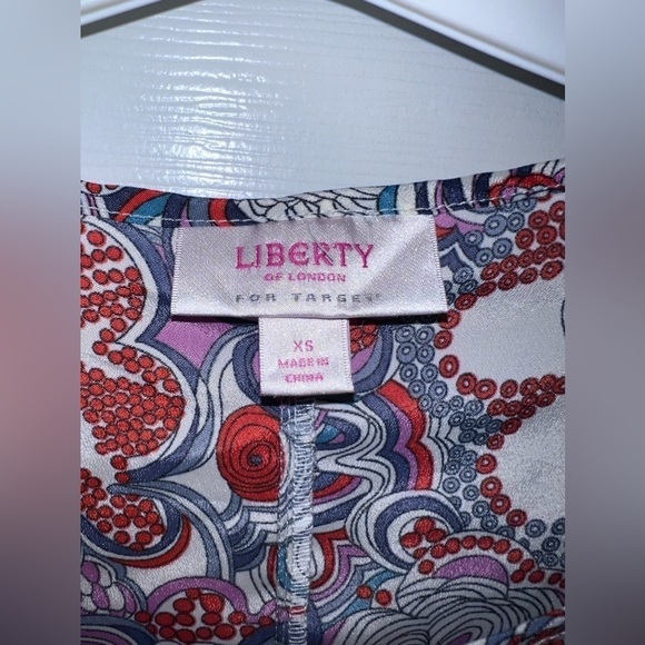 LIBERTY OF LONDON for Target Tunic Blue Purple Red Floral 3/4 Slv Blouse Sz XS - Picture 4 of 7